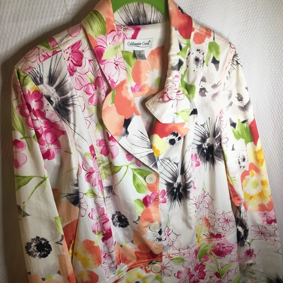 Coldwater Creek | Women’s Colorful Floral Print Pea Coat Jacket - Picture 5 of 16